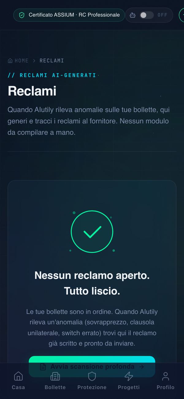 La sezione reclami della piattaforma
