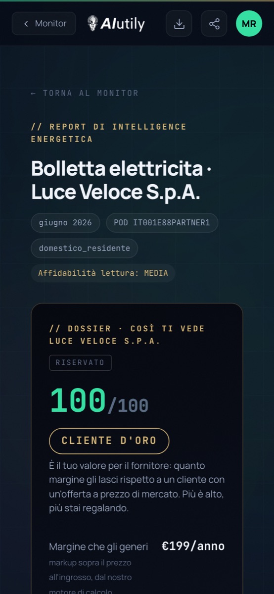 Il report di una bolletta analizzata